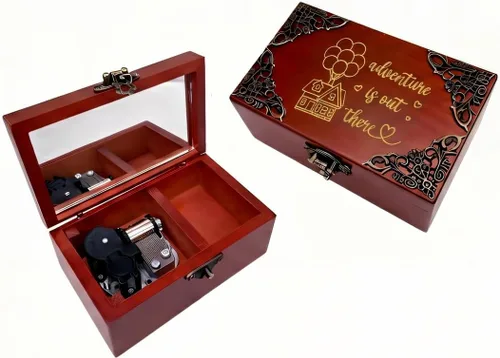 Vista 23 de Youtang You are My Sunshine - Caja de música de joyería con espejo, caja musical de madera grabada con láser, caja de música a cuerda, regalo