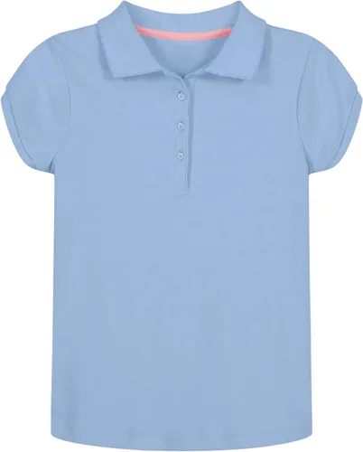 Vista 7 de Nautica Camisa polo de manga corta para uniforme escolar para niñas, cierre de botón, tela de piqué suave