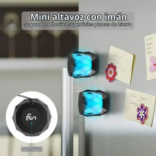 Vista 4 de LFS Altavoz Bluetooth Portátil con Luces, Altavoz Inalámbrico Impermeable de Luz Nocturna Magnético, LED de 7 Colores Auto-Cambiante, Micrófono