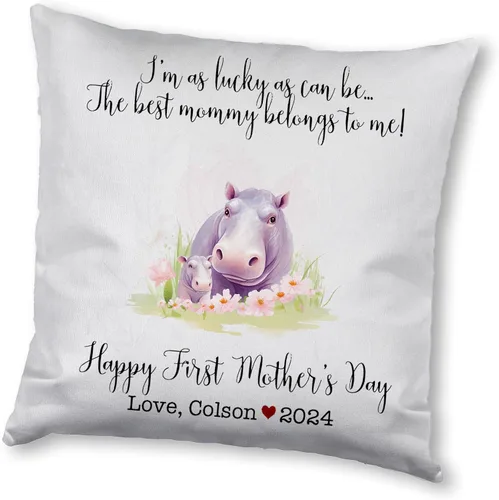Vista 5 de Generic Custom Mama Hippopotamus with Childs, First Mother's Day Custom Pillowcase, Personalized Mother's Day Pillowcase, Gift for Mom, Home Decor