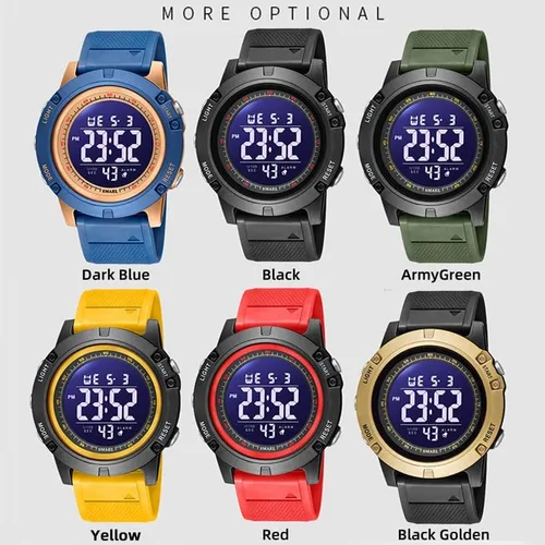 Vista 6 de SMAEL Reloj digital impermeable para hombre con luz LED, cronómetro, multifunción, reloj de pulsera para hombre
