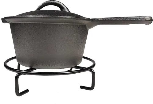 Vista 4 de HAWOK Pre-sazonado hierro fundido horno holandés camping cocina set con caja de almacenamiento de transporte