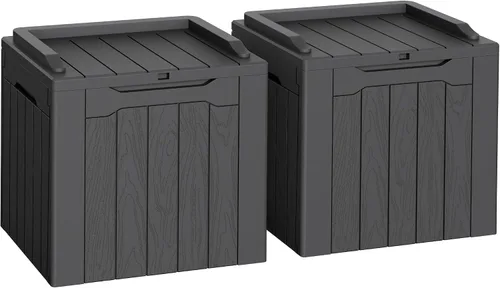Vista 14 de Flamaker Outdoor Storage Box 80 Gallon Resin Waterproof Deck Box Marrón profundo