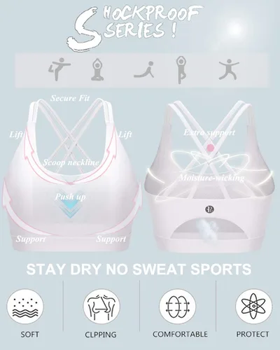 Vista 3 de RUNNING GIRL - Brasier deportivo con tirantes delgados para mujer brasier de yoga con soporte medio copas extraíbles y espalda cruzada