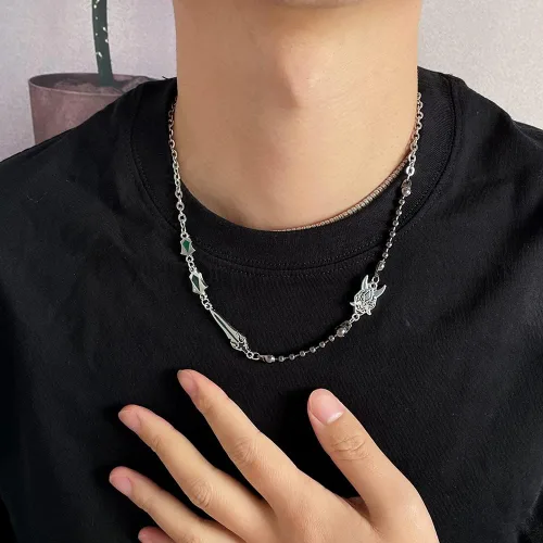 Vista 6 de rongji jewelry Genshin Vision Gargantilla Hot Ins - Gargantilla de cadena de acero de titanio, estilo punk hip hop, baile callejero, para hombres