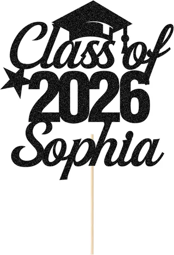 Vista 6 de Decoración personalizada para tartas de graduación de clase de 2026, regalos de graduación, felicitaciones, decoración para tartas, decoración