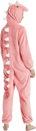 Vista 7 de CALANTA Mono de dinosaurio para adultos, disfraz de dragón T-Rex Animal para mujer, pijama de felpa de una pieza, cosplay, Halloween, Navidad