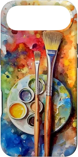 Vista 27 de Watercolor Paints Paleta y pincel pintor artista caso para iPhone 17