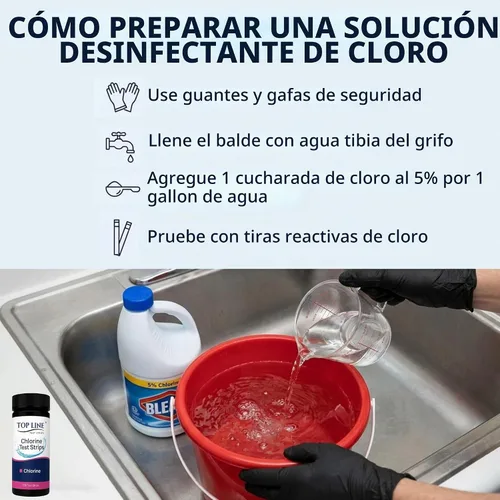 Vista 8 de 200 tiras reactivas de cloro para servicio de alimentos de 0 a 500 ppm (paquete de valor) - Tiras de prueba de desinfectante de blanqueador