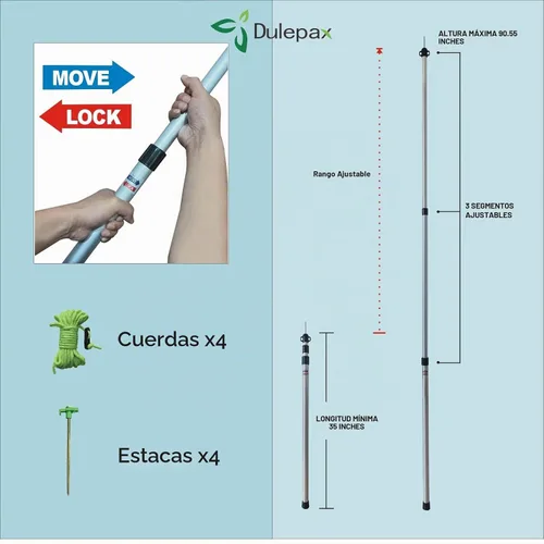 Vista 3 de Dulepax Barras de Sombra para Toldo de RV. Juego de Dos, Varillas de Aluminio Ajustables para Pantalla de Sombra de Toldo de RV. Expande el Espacio