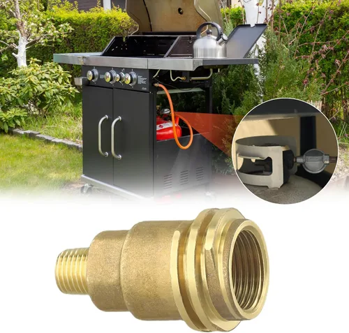 Vista 5 de Adaptador de conector de gas propano de rosca macho de 1/4 de pulgada, latón macizo para QCC1, conexión de línea de gas resistente, para barbacoa al