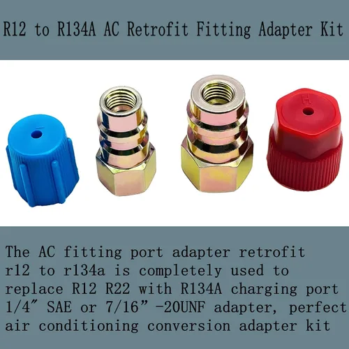 Vista 2 de Kit de adaptador de ajuste de CA R12 a R134A, adaptador de conversión UNF R12 R22 a R134A, adaptador de conversión UNF de 1/4 pulgadas a 7/16