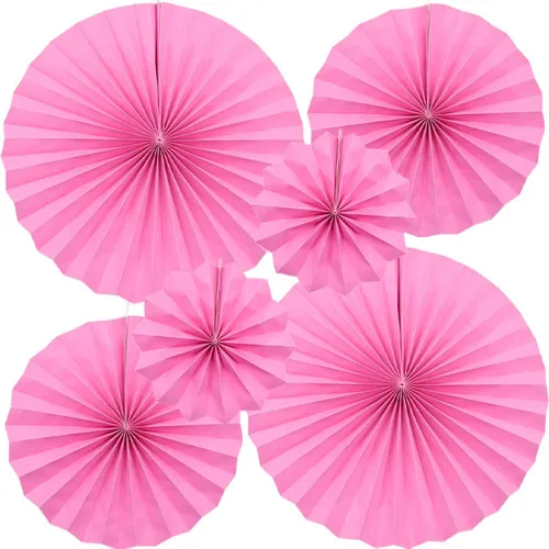 Vista 11 de CEEYSEE Paquete de 6 abanicos de papel colgantes redondos para decoración de fiestas, cumpleaños, bodas, eventos de graduación (azul/SLANS)