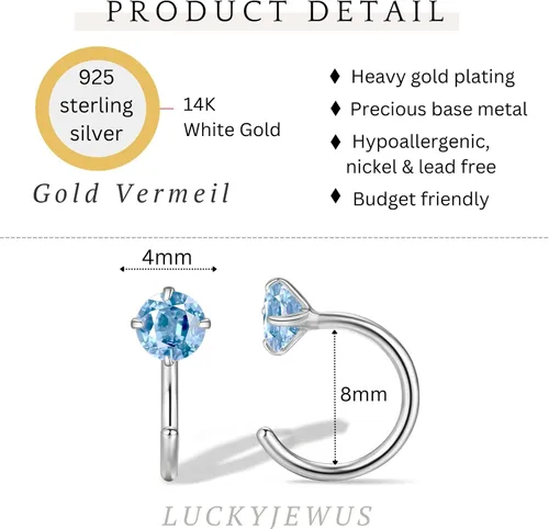 Vista 22 de Aretes pequeños de plata de ley 925 para mujer