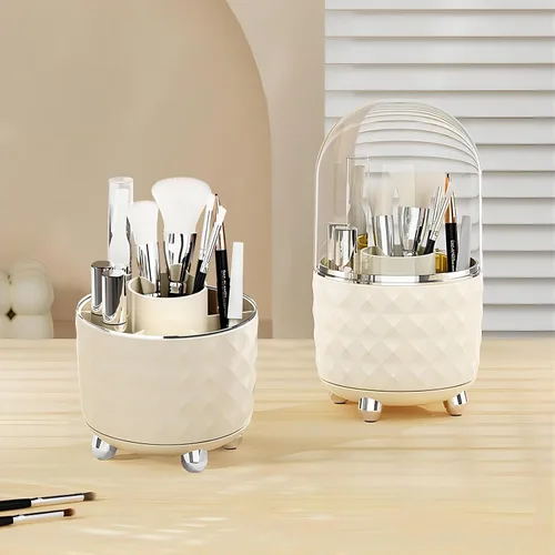 Vista 2 de DASITON Organizador de brochas de maquillaje, organizador y almacenamiento de maquillaje giratorio de 360°, organizador de cosméticos giratorio