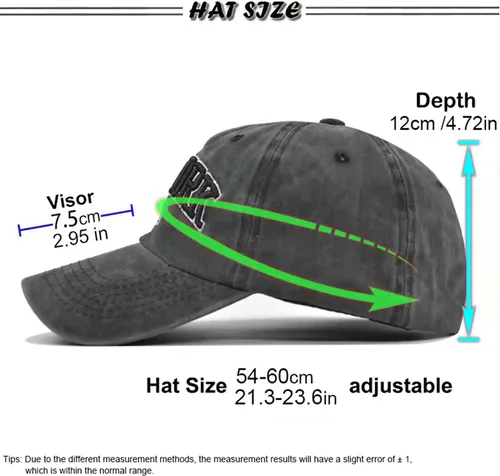Vista 4 de Sombrero de béisbol New York Distressed-Adjustable Strapback - Sombrero de sarga lavada unisex, talla única