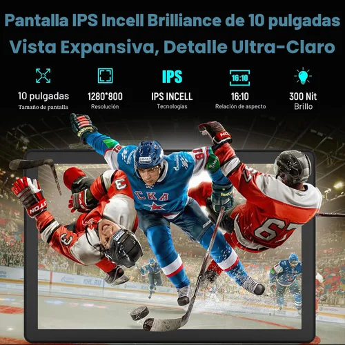Vista 6 de Tableta, tableta Android 16, 30GB RAM 128GB ROM 2TB TF, tableta de 10 pulgadas con procesador de 8 núcleos, batería 6200mAh, carga rápida, pantalla
