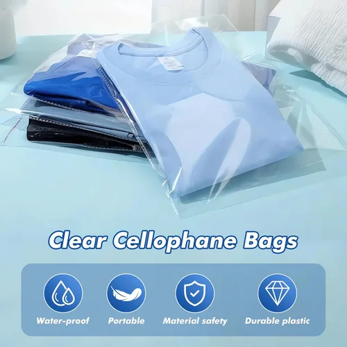 Vista 3 de 1000 bolsas de celofán resellables transparentes grandes de 13 x 19 pulgadas para productos de embalaje, bolsas de plástico autoadhesivas