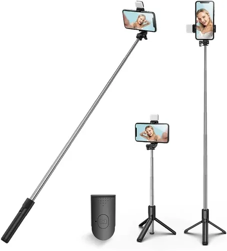 Vista 12 de XIHAMA Palo selfie trípode, palo selfie extensible 3 en 1 con control remoto inalámbrico, soporte de trípode portátil para teléfono compatible