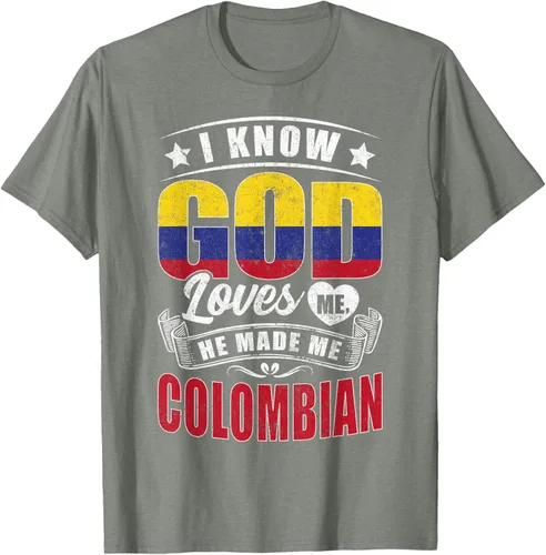 Vista 19 de Camiseta Colombia Flag God Loves Me Funny Colombians, Negro