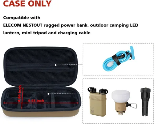 Vista 2 de Funda de almacenamiento de engranajes compatible con ELECOM NESTOUT Banco de energía resistente y linterna LED para campamento al aire libre y mini