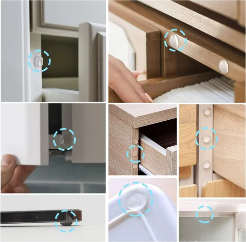 Vista 6 de LOMIMOS 200 piezas de parachoques para puerta de gabinete, suave autoadhesivo, transparente, amortiguador de sonido, almohadilla protectora de goma
