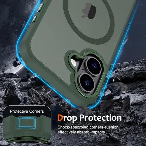 Vista 673 de Anuck - Funda magnética para iPhone 11 compatible con MagSafe, carcasa trasera mate translúcida dura, borde de TPU, delgada, resistente a impactos