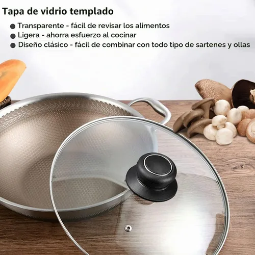 Vista 8 de Tapa de sartén de 8 pulgadas, cubierta de vidrio templado para ollas