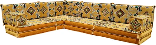 Vista 9 de arabicsofa Juego de sofás árabes tradicionales en forma de L - Sofás seccionales marroquíes - Asientos Majlis orientales para sala de estar