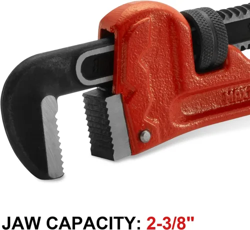 Vista 4 de MAXPOWER Llave de tubo recto de 12 pulgadas, llave de fontanero ajustable resistente, herramienta de plomería de acero tratado térmicamente