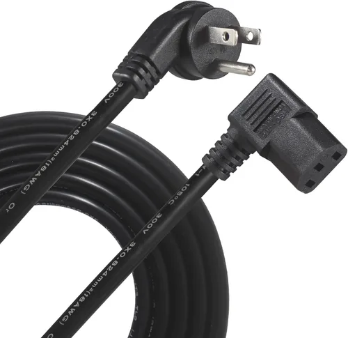 Vista 9 de Cable de alimentación universal para computadora, 6 pies/5.9 ft, NEMA 5-15P, enchufe plano a IEC 60320 C13, conector tipo ángulo izquierdo, cable