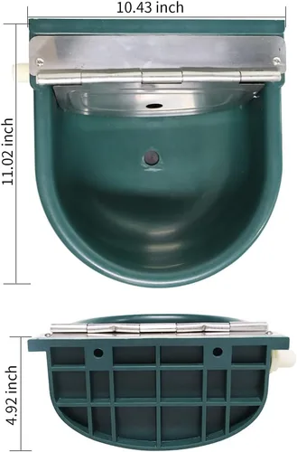Vista 6 de Cuenco automático de agua de plástico para ganado con cubierta de acero inoxidable, bebedero para perros, ganado, caballo con válvula de flotador