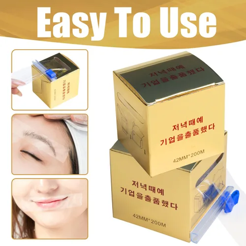 Vista 4 de Película preservativa de plástico desechable para cejas, 4 unidades, para labios de cejas profesionales, suministros de maquillaje permanente, rollo