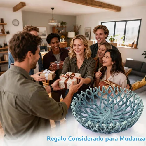 Vista 7 de Cuenco de coral de resina azul de 10 pulgadas, decoración artística costera