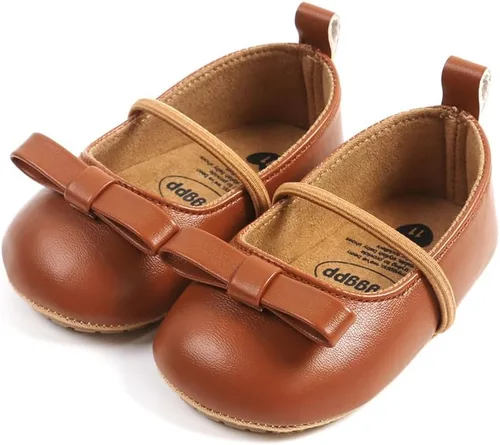Vista 5 de Zapatos planos para bebé niña, zapatos planos para caminar, suela suave, zapatos de princesa Mary Jane, zapatos de vestir de boda, zapatos de cuna
