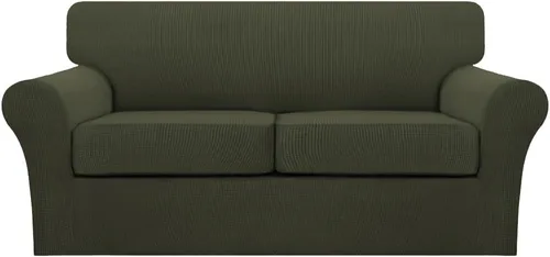 Vista 54 de Turquoize 2 fundas para sillas de sala de estar, funda de sofá con fundas de cojín individuales, funda de muebles para sillas (silla, beige biscotti)