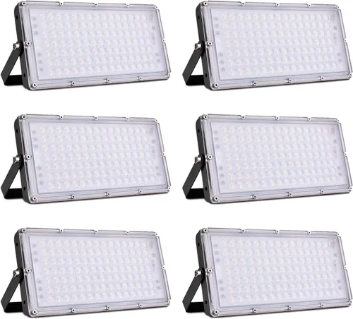 Vista 25 de papasbox Luz de inundación LED de 100 W para exteriores, luces de seguridad para exteriores de 8000 lúmenes, luces LED blancas cálidas de 3000 K