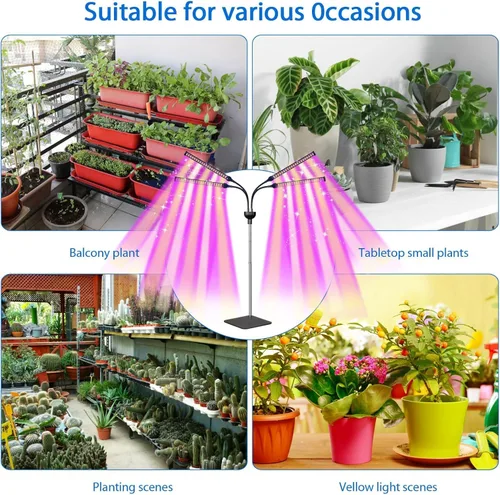Vista 5 de Luces de cultivo para plantas de interior, 4 en 1 luces de espectro completo para plantas de interior con interruptor de encendido/apagado de brillo