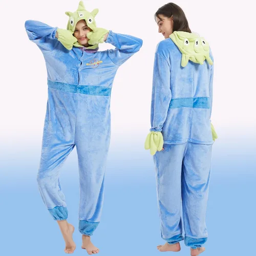 Vista 2 de Soptrise Christmas Halloween Unisex Onesie Pajamas Adults Cartoon Animal Cosplay Costume Jumpsuit Sleepwear