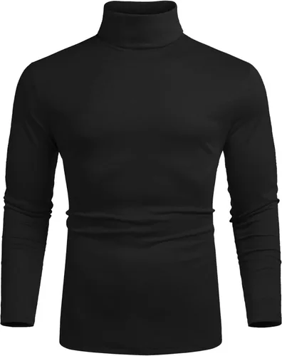 Vista 2 de Coofandy - Camisa térmica de cuello de tortuga para hombre, estilo informal, suéter de punto de algodón