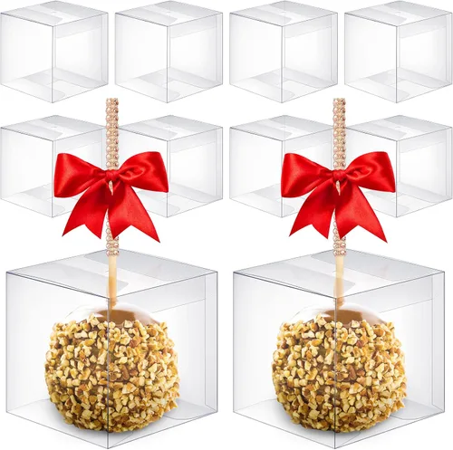 Vista 9 de Juexica 30 cajas de manzana de caramelo con agujero, cajas de regalo de Negro