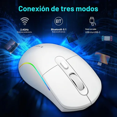 Vista 3 de E-YOOSO Ratón inalámbrico para juegos, 10,000 DPI, 6 botones programables