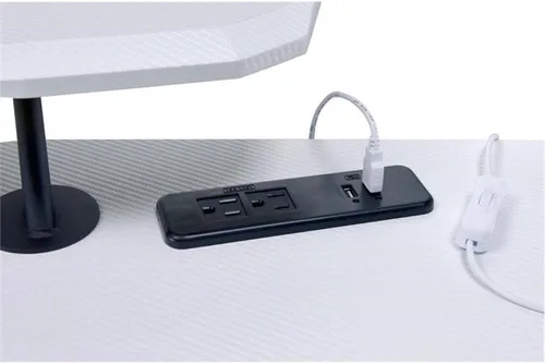 Vista 8 de Acme Vildre - Mesa de juegos de madera con puerto USB en blanco y negro Negro y amperio; acabado blanco