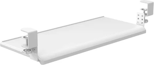 Vista 4 de Stand Up Desk Store - Bandeja grande retráctil para teclado ajustable con abrazadera, mejora la comodidad mientras aumenta el espacio en el Negro