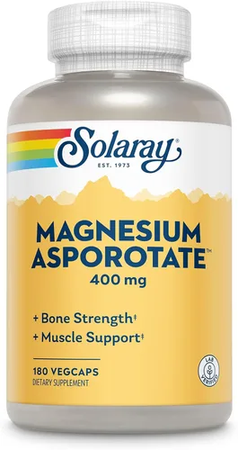 Vista 8 de Solaray Asporotato de magnesio 400 mg, aspartato, orotato y citrato complejo, corazón saludable, músculo, nervio y función circulatoria apoyo 180ct