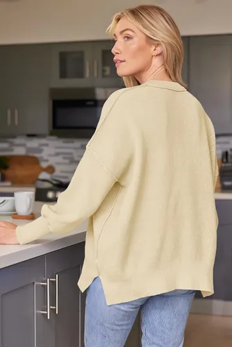 Vista 97 de Lillusory - Suéter extragrande con mangas de murciélago y cuello redondo para mujer, prenda moderna de otoño de tejido de punto sin botones