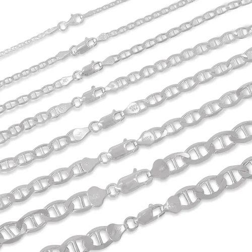 Vista 7 de Pori Jewelers - Collar de cadena de eslabones de plata de ley 925 (2mm, 3mm, 3.5mm, 5.5mm)