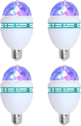 Vista 8 de 1 paquete de bombilla LED giratoria de color E26, bombillas LED para fiestas, luces de escenario multi cristal para discoteca, bombilla