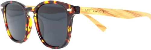 Vista 4 de Gafas de sol modernas Turtle con brazos de madera ligeros y cómodos, Mônica MafiawooD, Marrón y tortuga