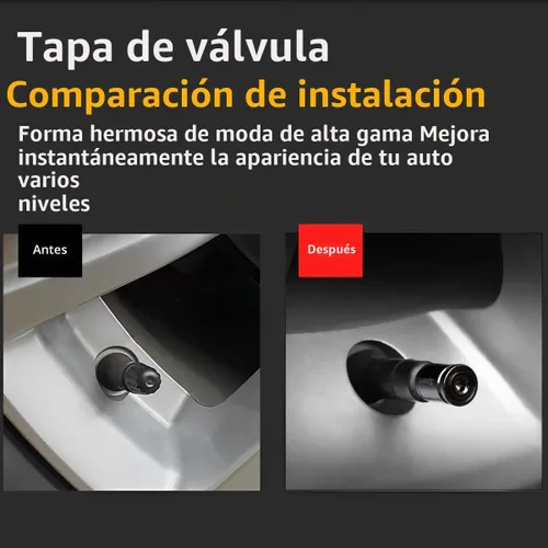 Vista 4 de Tapa de Válvula de Neumático, Diseño Antirrobo de Aleación de Zinc, 4 Piezas de Cubierta de Vástago de Rueda Automática con Sello de Goma Negro